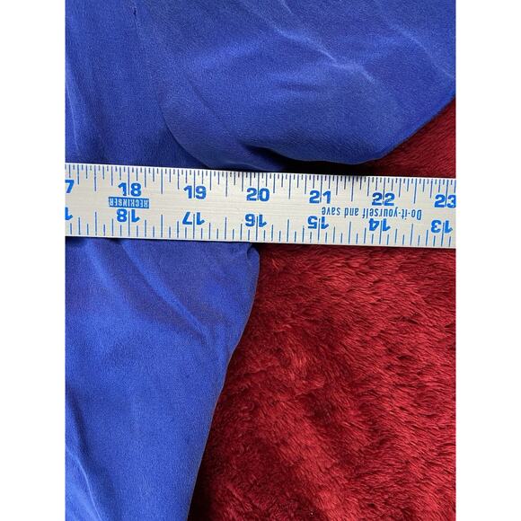 Patrick Petite Collection Size 14 Blue Midi Silk Front Slit Short Sleeve Dress - Picture 15 of 16